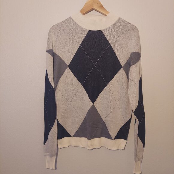 Kaily K Crew Neck Argyle Knit Sweater Academia Preppy Size S - Picture 2 of 8